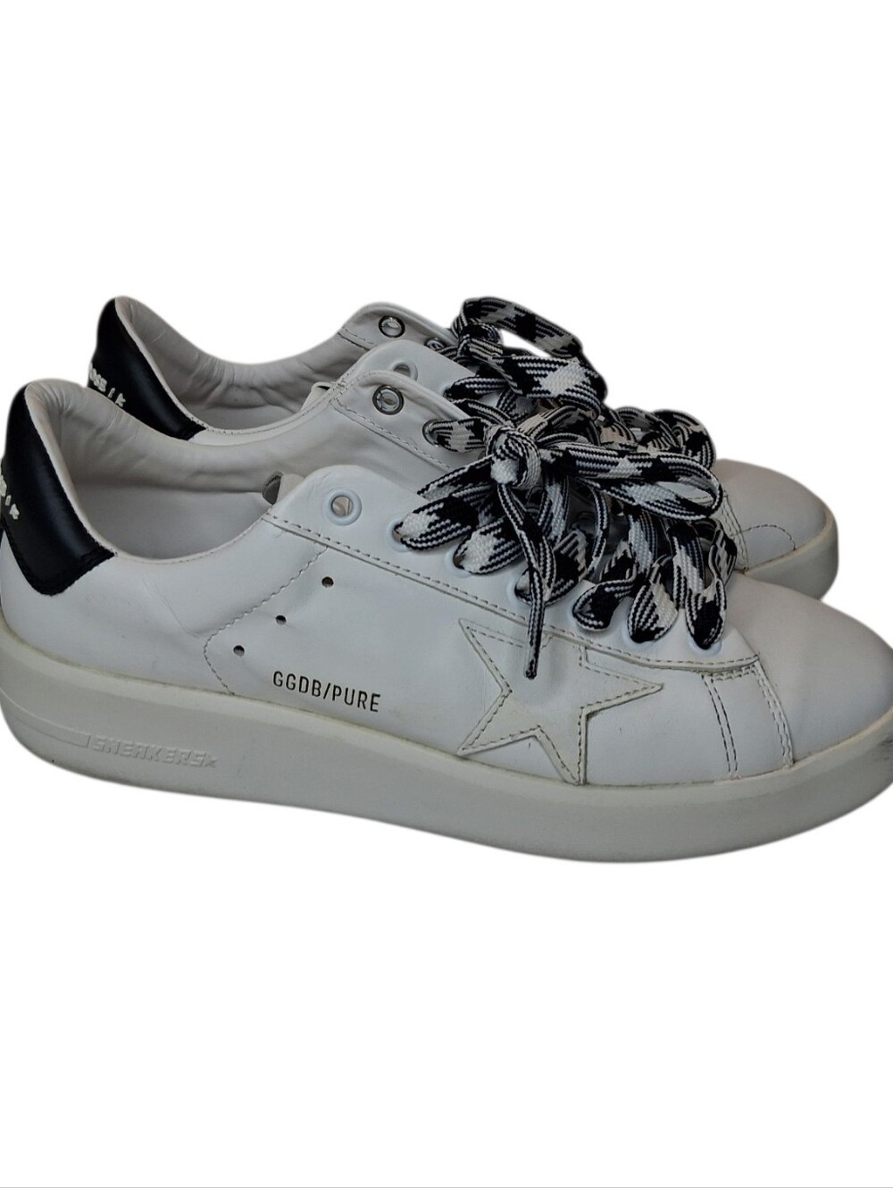 Golden Goose Pure-Star Leather Sneakers Women's Size 8.5 White/Black